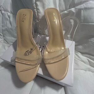 Nude Clear Strap Heels